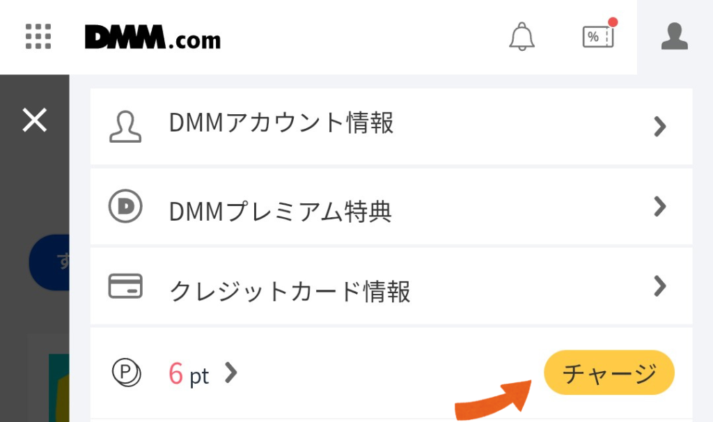 dmmポイントをチャージしている様子①